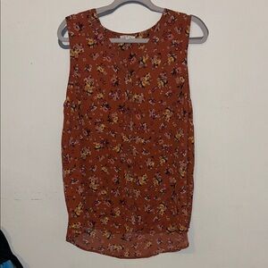 Maurices Floral Sleeveless Blouse - Rust and Yellow